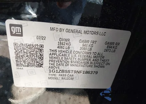 2022 Chevrolet Malibu Fwd Ls из США, поврежденный, VIN 1G1ZB5ST9NF186379